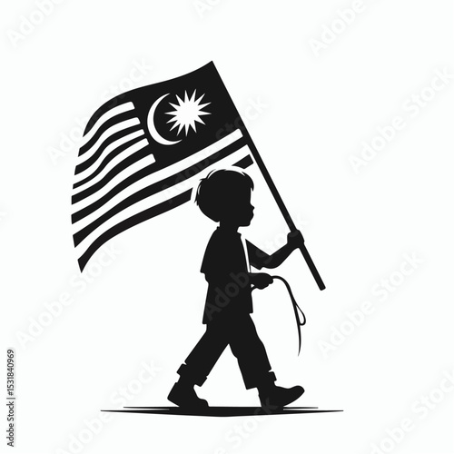 vector illustration of a person carrying a malaysian flag