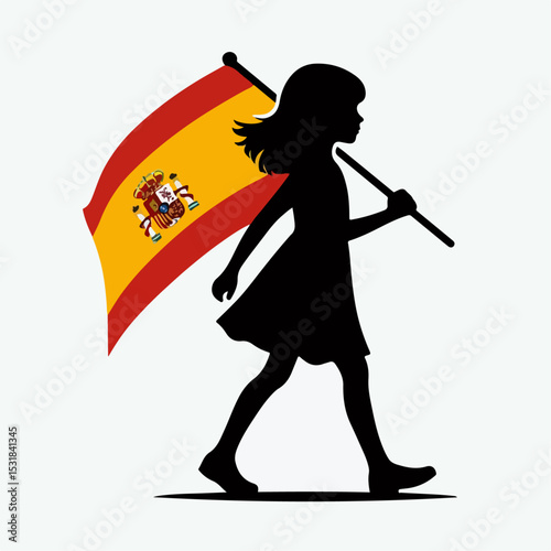 vector illustration of people carrying spanish flag