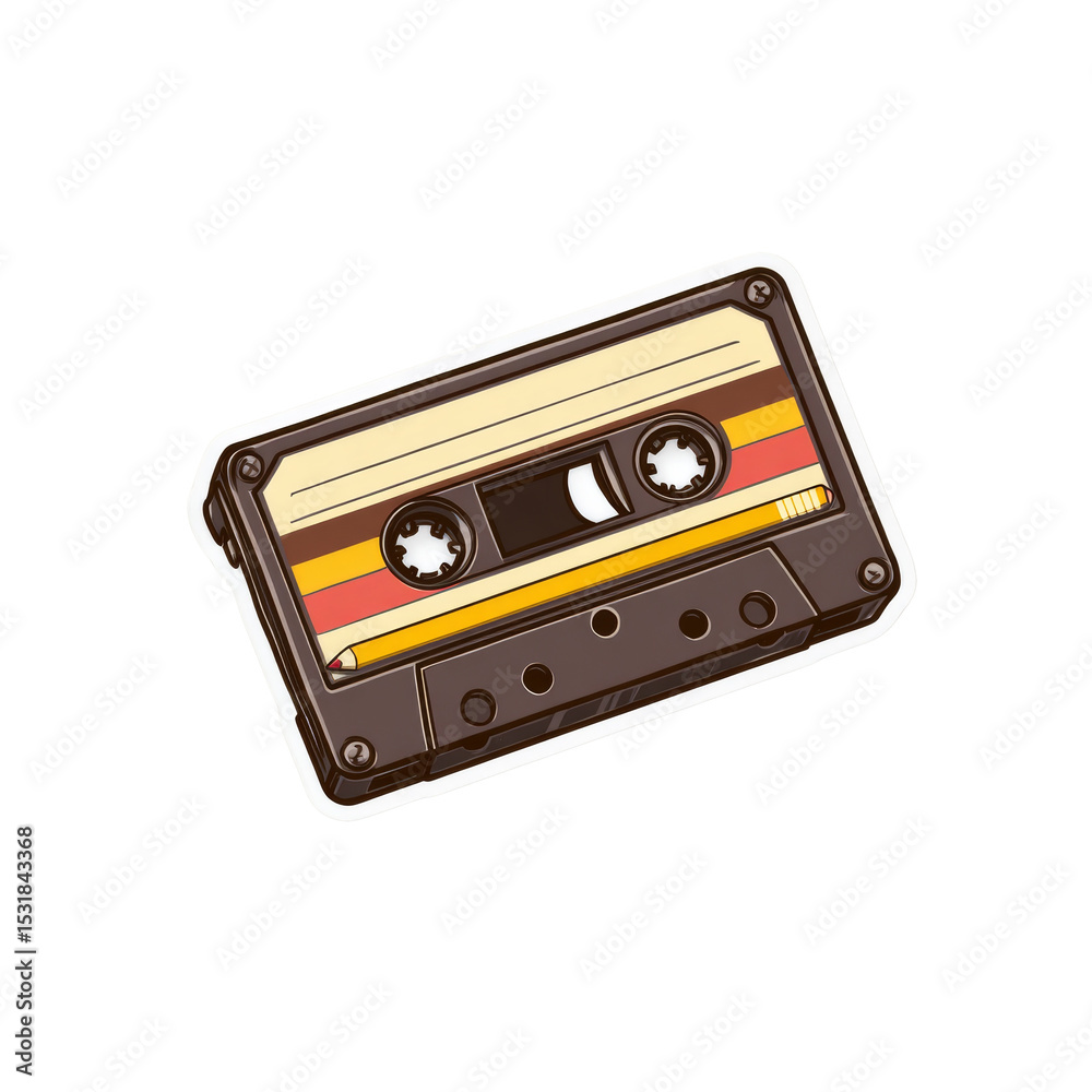 Fototapeta premium Stylized audio cassette tape illustration, vintage media technology concept