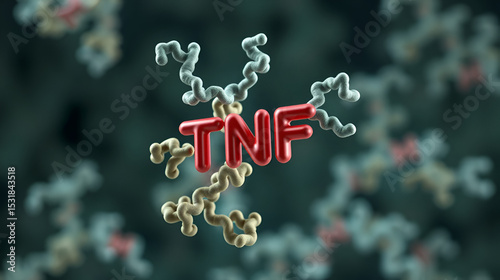 Tumor necrosis factor alpha (TNF) cytokine protein molecule, 3D rendering. photo