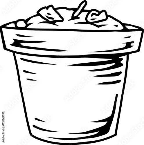 Flower Pot with Soil and Compost