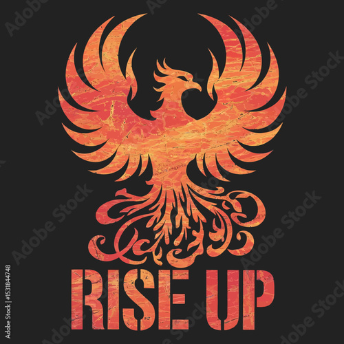 Phoenix bird rise up illustration fire wings rebirth graphic design art vector design symbol concept ,Vector art