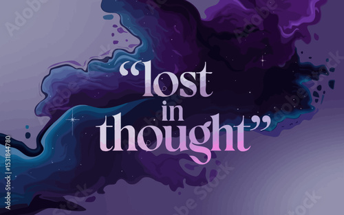 Lost in thought purple galaxy abstract background wallpaper digital art design for meditation and relaxation ,Vector art
