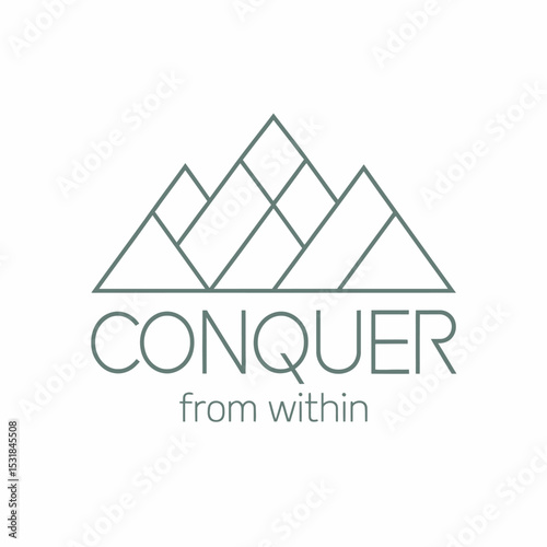 Conquer mountain logo design for business adventure travel and outdoors brand with modern and minimalist style ,Vector art
