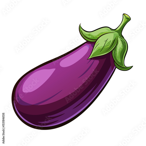 Isolated eggplant vegetable food healthy nutrition organic purple ingredient plant drawing vector illustration