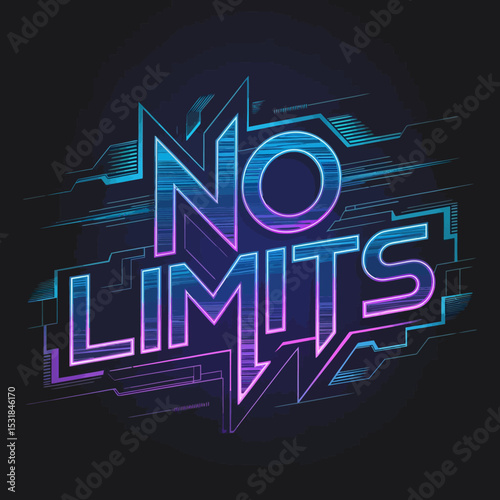 No limits neon glowing typography graphic design illustration for motivation and inspiration art work ,Vector art