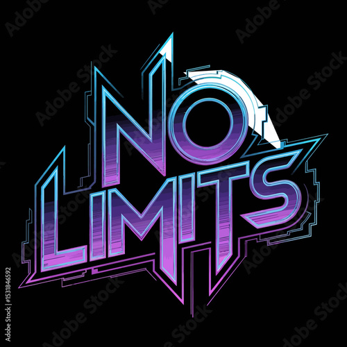 No limits neon sign graphic design illustration futuristic typography on black background art vector ,Vector art