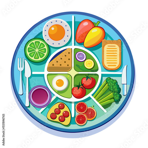 Nutrition plate with portion sizes