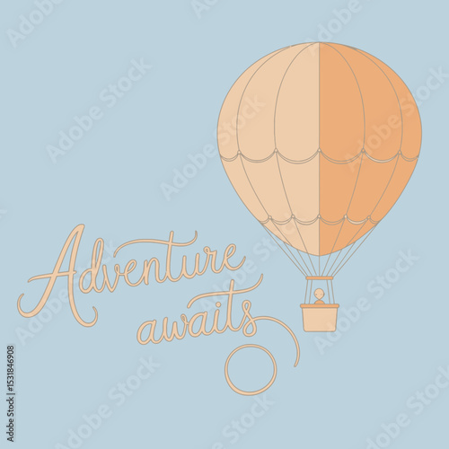 Adventure awaits hot air balloon travel destination vacation journey exploration sky high flight trip ,Vector art
