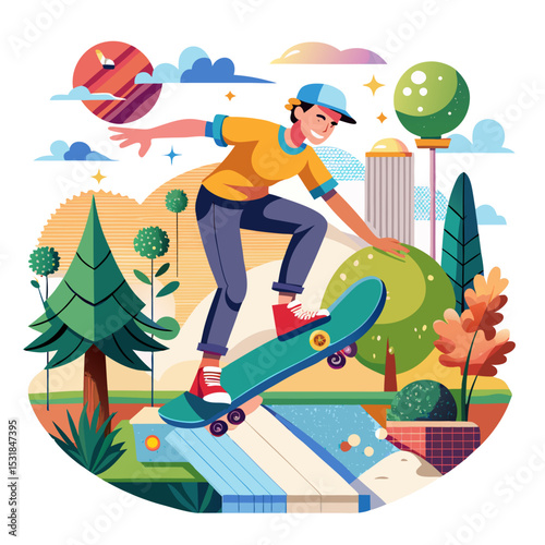 Skater doing tricks at park