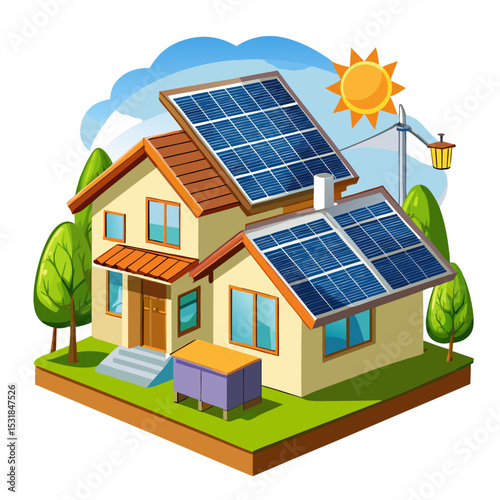 Solar panels on house rooftop