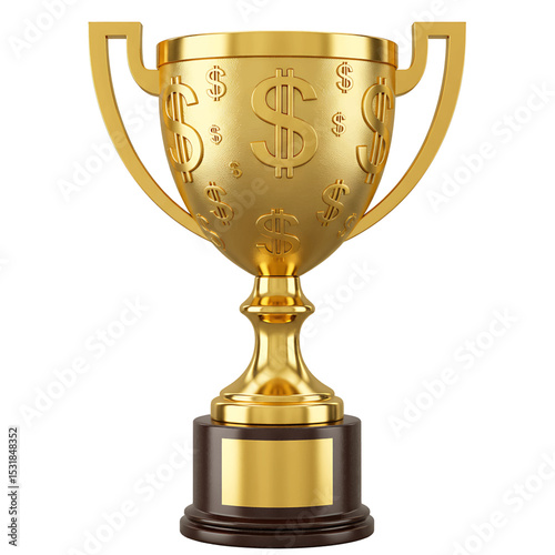 Trophy financial achievement business success golden metallic profit goals winning concept