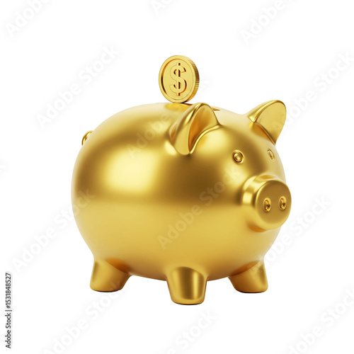 Piggy bank savings investment goals financial planning golden metallic money concept