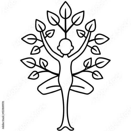 Yoga and Nature Unity: A Person Embracing the Tree of Life