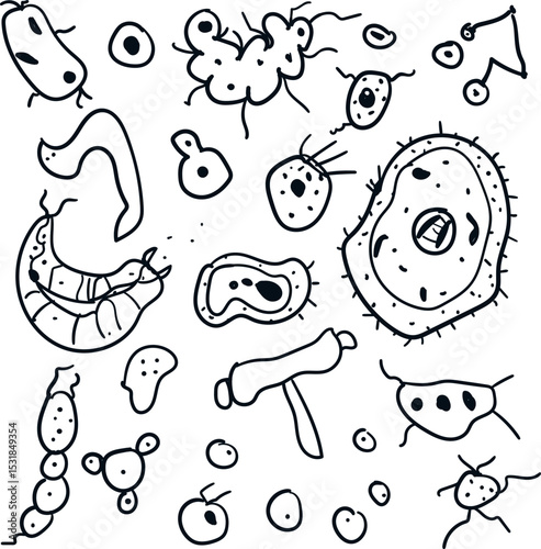 A cluster of various microbes, microorganisms, viruses, living cells, bacteria and plankton.