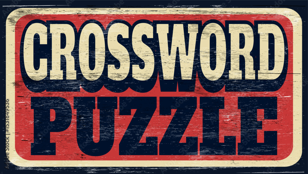 Fototapeta premium Aged and worn crossword puzzle sign on wood