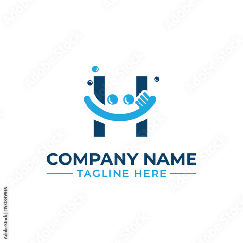 Minimalist Dental Clinic Logo – H Letter & Tooth Brush Vector