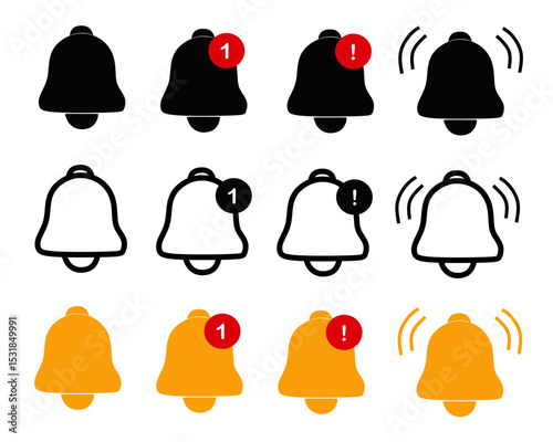 Bell Notification Alert Symbol Design Elements Icon Set