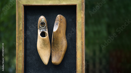Vintage Wooden Shoe Lasts in a Classic Framed Display
