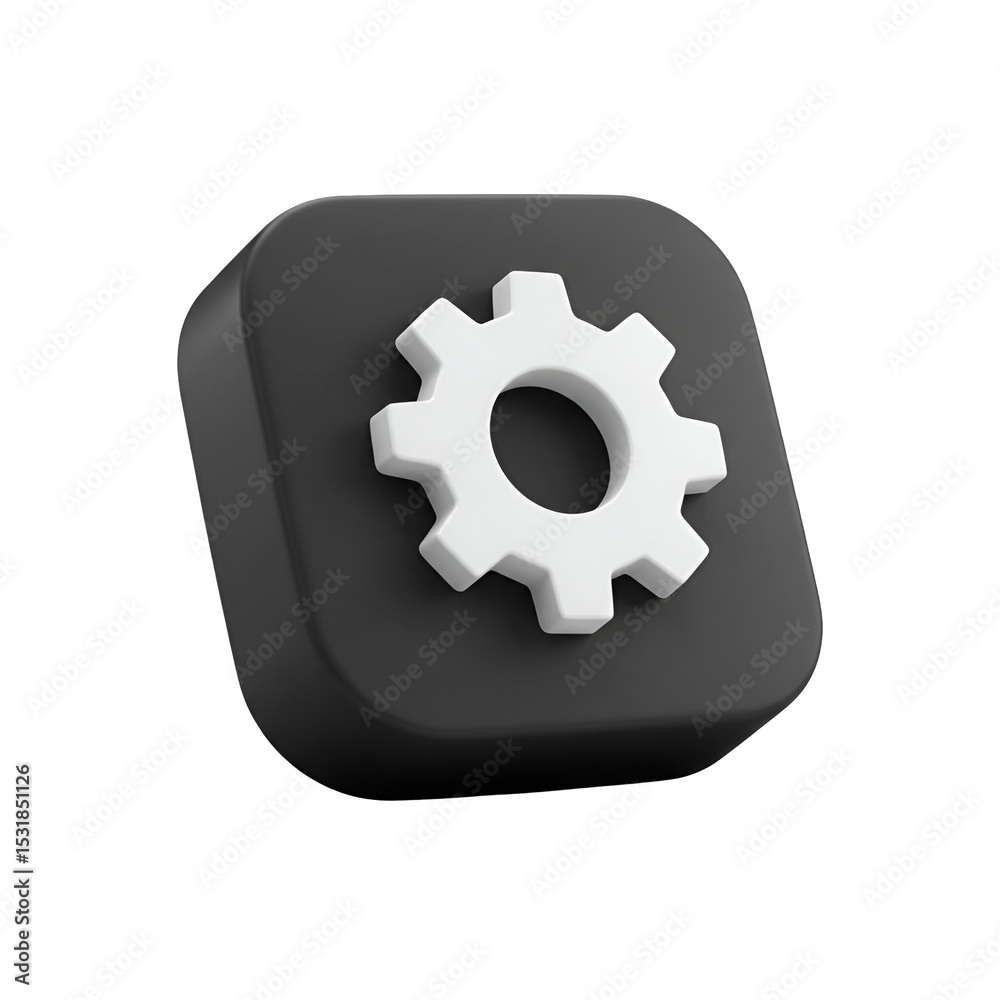 3D Gear Icon Dark Background 3D Gear Icon Dark Background
