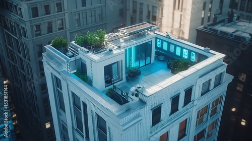 Smart city connectivity rooftop innovations in urban architecture urban environment aerial view future living concept