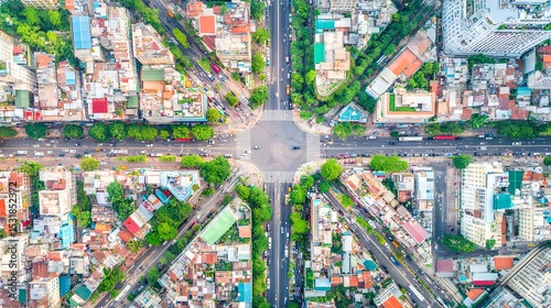 Urban intersection smart city connectivity aerial view vibrant cityscape modern infrastructure sustainability focus