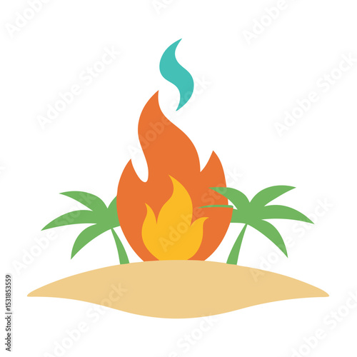 Beach bonfire vector illustration