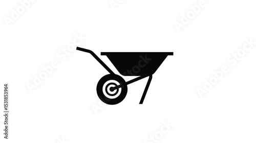 Wheelbarrow Icon: Simple Black Silhouette Illustration