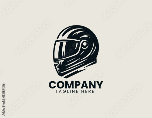 Dynamic Full-Face Motorcycle Helmet Rider Safety Gear Vector Logo Design