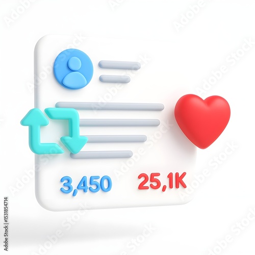 3D Viral Tweet with Floating Like and Retweet Icons