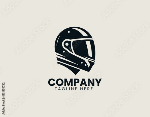 Dynamic Full-Face Motorcycle Helmet Rider Safety Gear Vector Logo Design