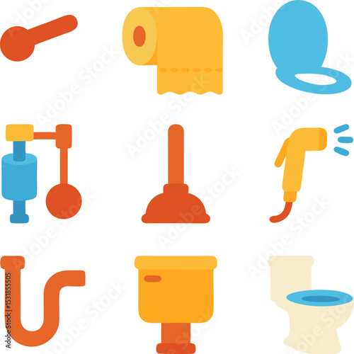 set icon of toilet equipment for healty and hygiene