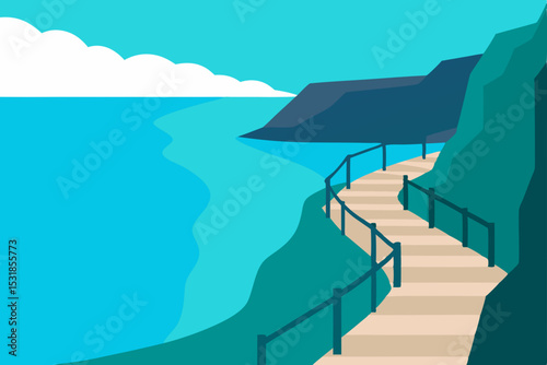 Coastal Cliffside Walkway A Serene Oceanside Path