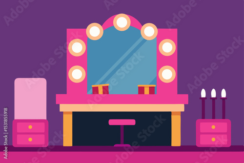 Glamorous Vanity Set Makeup Station with Mirror and Lights