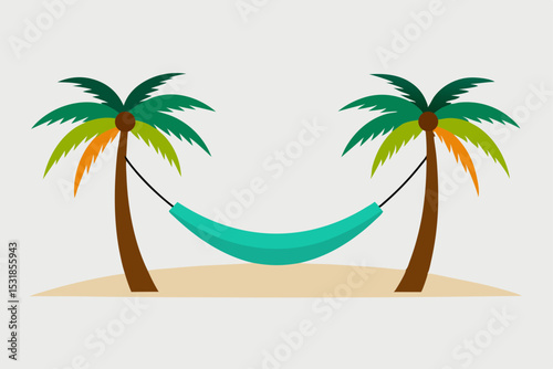 Tropical Getaway Relaxing Hammock Between Palm Trees