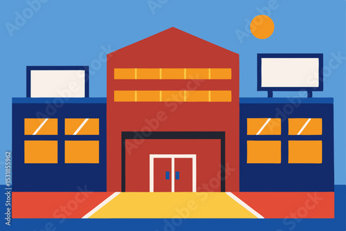 Vibrant Stadium Illustration Sporting Event Venue Design Concept