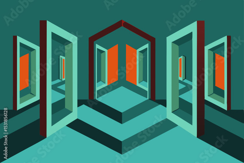 Infinite Doors A Surreal Exploration of Open Pathways and Architectural Illusions