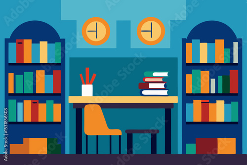 Cozy Study Room Design Bookshelves, Desk, and Peaceful Atmosphere