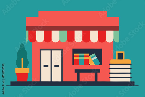 Charming Bookstore Illustration Storybook Shop Exterior Design