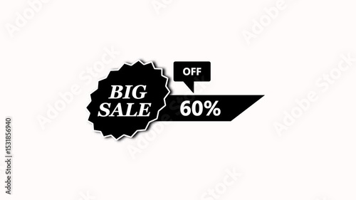40% Animation of Discount Label Isolated On black Background.spelling 40'% OFF, suitable for business, promotion, advertising, discount.big deal, hot deal, mega sale, black friday event,