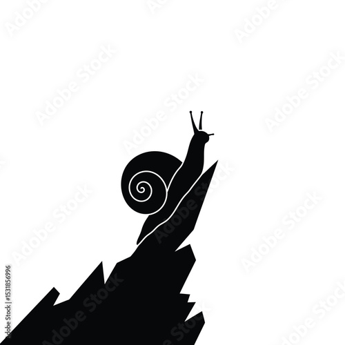 Snail climbing a mountain silhouette illustration