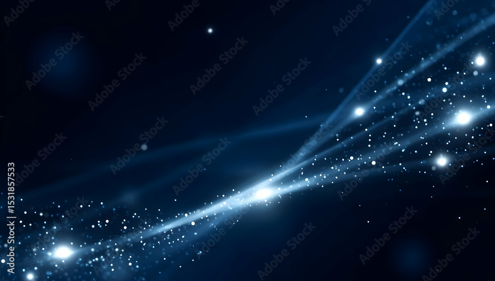 Fototapeta premium A mesmerizing blue wave of light sparkles across a dark background, creating a sense of depth and tranquility.