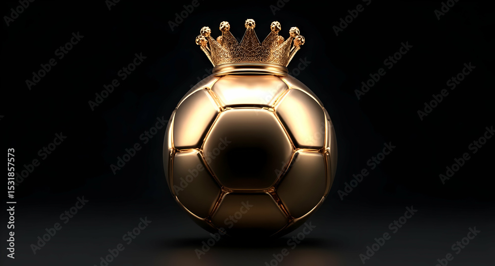 Fototapeta premium A stylish golden soccer ball crowned, symbolizing victory and prestige in the world of sports.