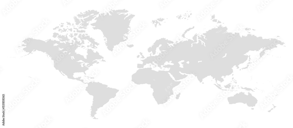 Naklejka premium World map grayscale, world map picture, world map vector image, modern world map, Illustration, eps 10, worldwide, all continents, all countries, worldwide project