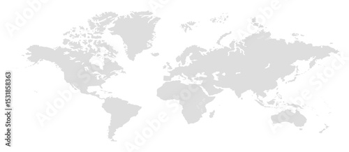 World map grayscale, world map picture, world map vector image, modern world map, Illustration, eps 10, worldwide, all continents, all countries, worldwide project