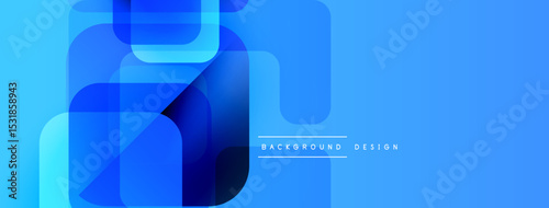 Abstract blue shapes overlap creating dynamic composition. Modern design suitable for banners, backgrounds, presentations. Simple, clean aesthetic.