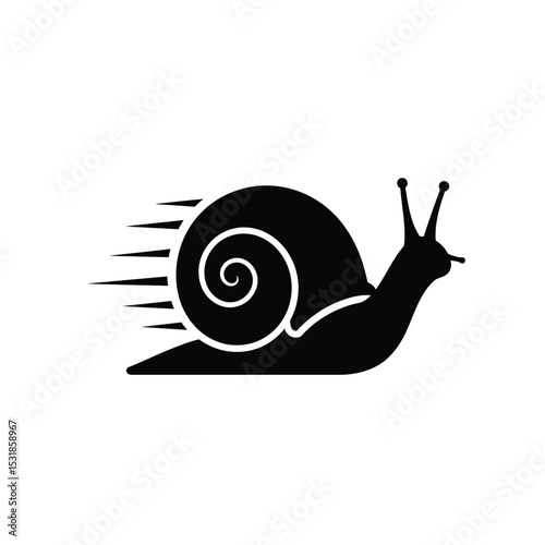 Fast snail icon black silhouette speed motion