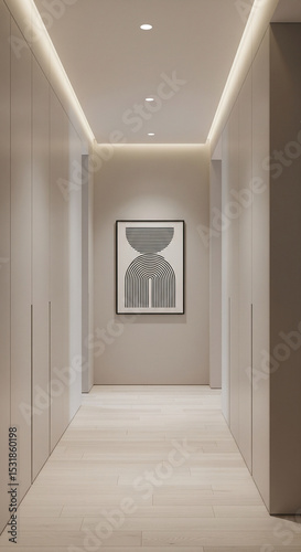 Modern Hallway with Art photo