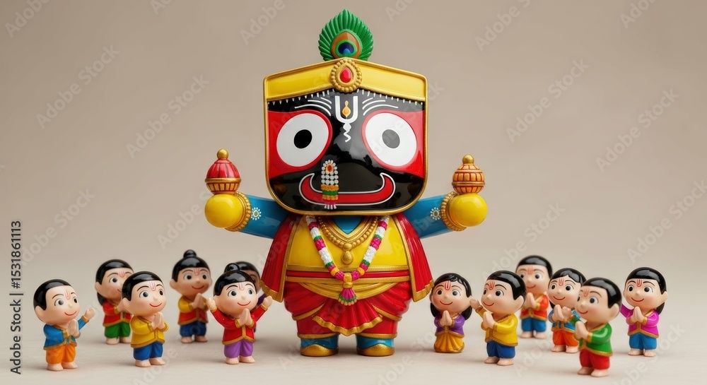 Naklejka premium Jagannath deity dolls hinduism india indian culture odisha hindu god religion