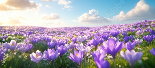 Springtime Crocus Field